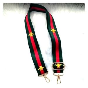 Red Green Striped Bee Web Crossbody Strap